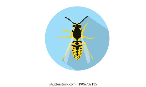 Vector Isolated Rounded Blue Illustration of a Wasp. Wasp Icon