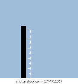Vector isolated ruler on blue background with empty space, three color concept, minimal concept, minimalism, monochrome, poster and postcard, illustration