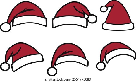 Vector Isolated Santa Claus Hat set , Father Christmas Cap vector