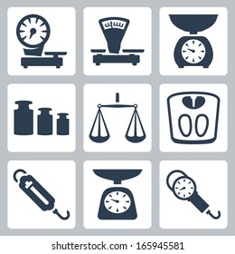 Vector isolated scales, balance icons set