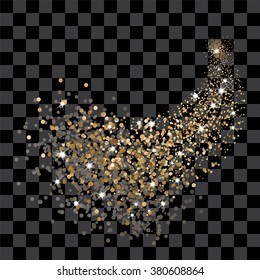 vector isolated, scattered gold sequins. EPS 10