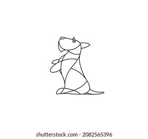 Vector isolated scotch terrier minimalism line geometric drawing. Single line abstract mosaic dog terrier made of pieces