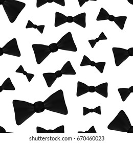 Vector isolated seamless pattern with bow tie on the white background.