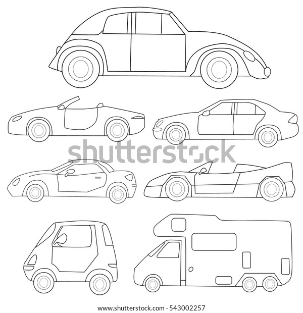 vector, isolated
sedan car book coloring
set
