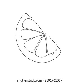 Vector isolated semicircular slice of citrus one single line colorless black and white contour easy drawing