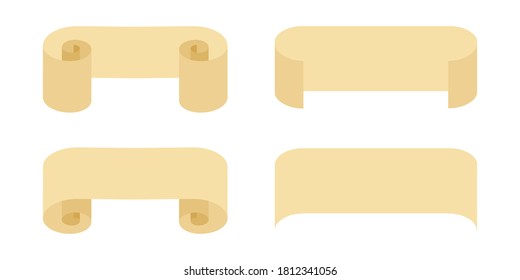 Vector isolated set of beige paper scrolls in simple style.