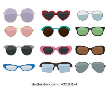 Vector isolated set of colored sunglasses