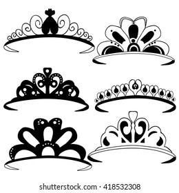 vector, isolated, set of crowns female