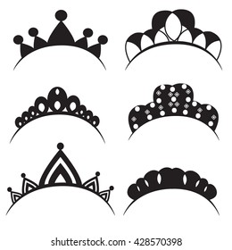 vector, isolated, set of crowns female