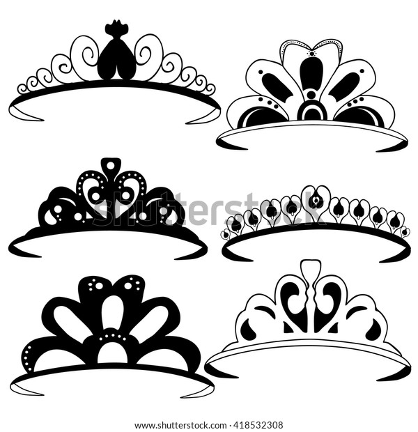 Vector Isolated Set Crowns Female Stock Vector (Royalty Free) 418532308