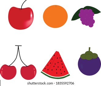 Vector isolated set of decorative cartoon fruit .