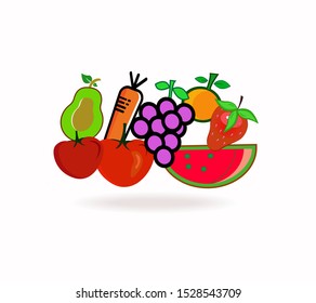Vector isolated set of decorative kids fruit for print, decor.

