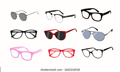 Vector Isolated Set of Different Glasses