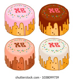 vector isolated set of easter cake with the inscription XB . Russian Easter cake. Eps 10