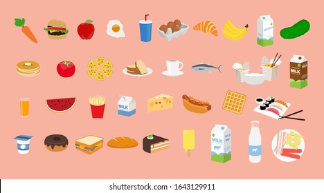 Vector Isolated Set of Food Icons