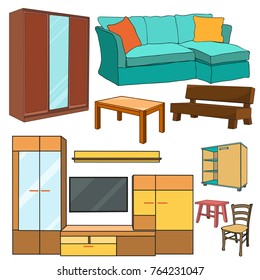 vector isolated set of furniture