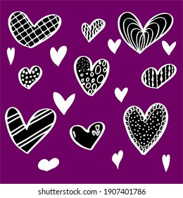 vector isolated set of hearts 9 pcs