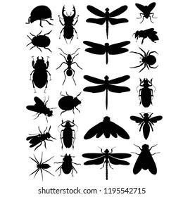 vector isolated set of insects silhouettes