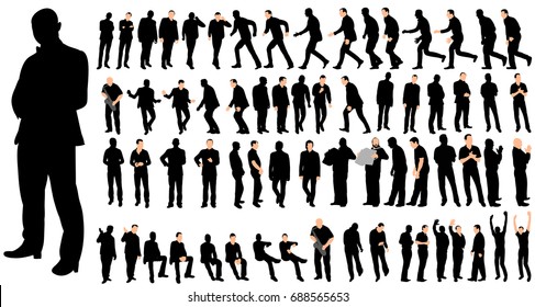 Vector, isolated, a set of men, a collection of silhouettes