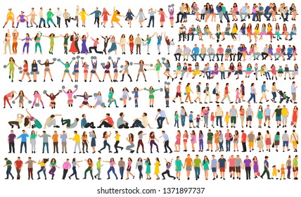 vector, isolated, set of people in flat style