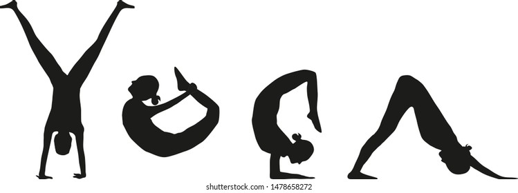 Vector Isolated Set Silhouettes Different Positions Stock Vector ...