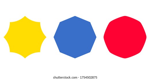 Vector isolated set of simple reuleaux octagon on white background, flat object and flat icon on white background, geometric shapes, 2D shapes, 2D polygon, illustration, the collection of octagon