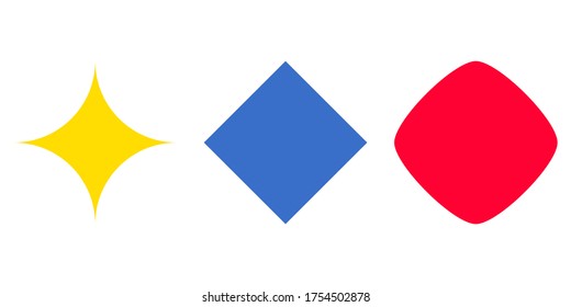 Vector isolated set of simple reuleaux square on white background, flat object and flat icon on white background, geometric shapes, 2D shapes, 2D polygon, illustration, the collection of square