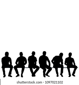 vector, isolated, set of sitting men