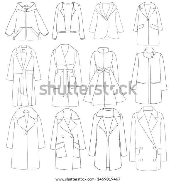 Vector Isolated Set Sketches Female Coat Stock Vector (Royalty Free ...