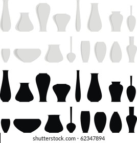 Vector isolated set - vases on white background