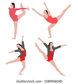 vector, isolated, sexy girl posing flat style, set