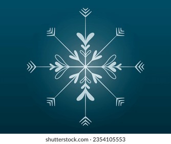 Vector aislado y brillante copo de nieve decorado en invierno.