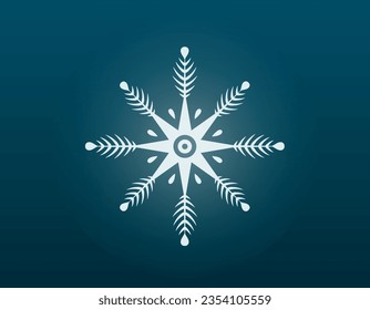 Vector aislado y brillante copo de nieve decorado en invierno.