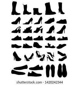 vector isolated shoe silhouettes set