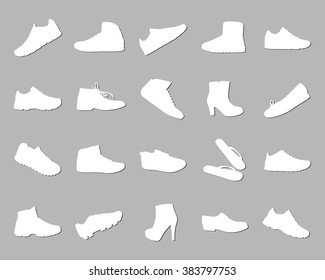 Vector isolated shoes icons set