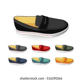 Vector isolated shoes icons set