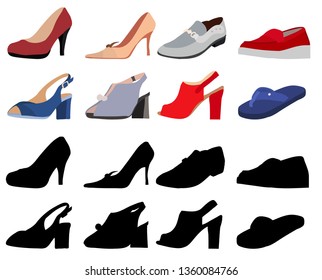 vector isolated shoes set