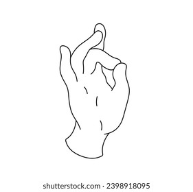 Vector isolated Shuni Mudra hand gesture hasta Sanskrit word for hand colorless black and white contour line easy drawing