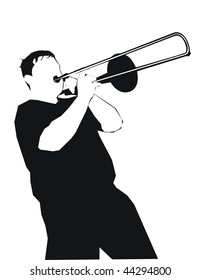 vector isolated silhoette of trombonist