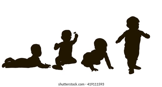 vector, isolated,
silhouette baby