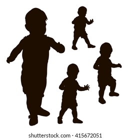 
vector , isolated, silhouette baby toddler set