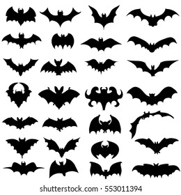 vector, isolated, silhouette bats, set