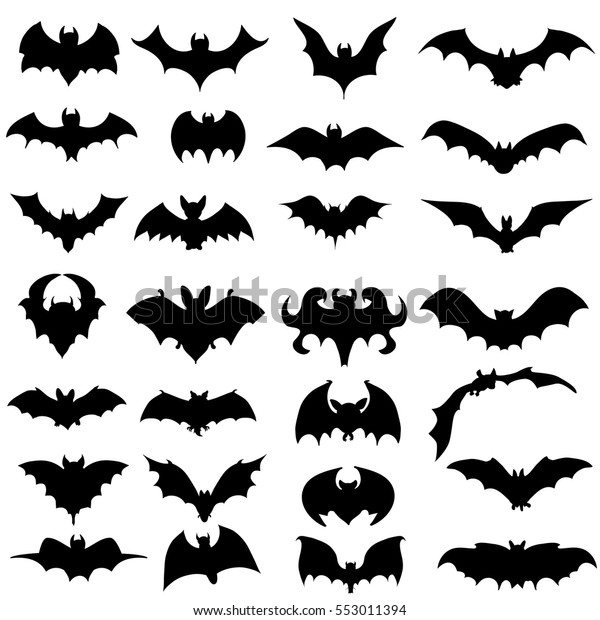 Vector Isolated Silhouette Bats Set Stock Vector (Royalty Free ...