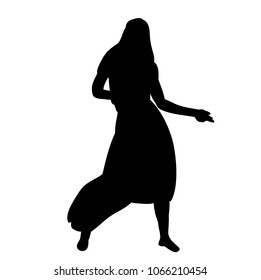 vector, isolated, silhouette beautiful girl dancing