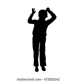 vector, isolated, silhouette of a boy jumping