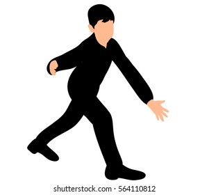 vector, isolated, silhouette of a boy running