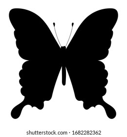 vector, isolated, silhouette of a butterfly, on a white background