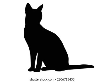Vektor einzelne Silhouettenkatze, Logo, Typografie, dekorativer Aufkleber auf weißem Hintergrund.