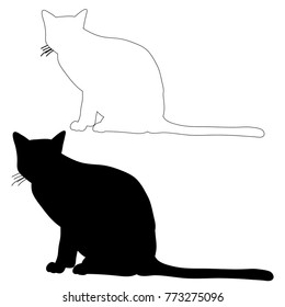 vector isolated silhouette cat, outline