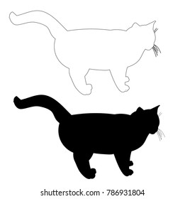 vector, isolated silhouette cat, outline 